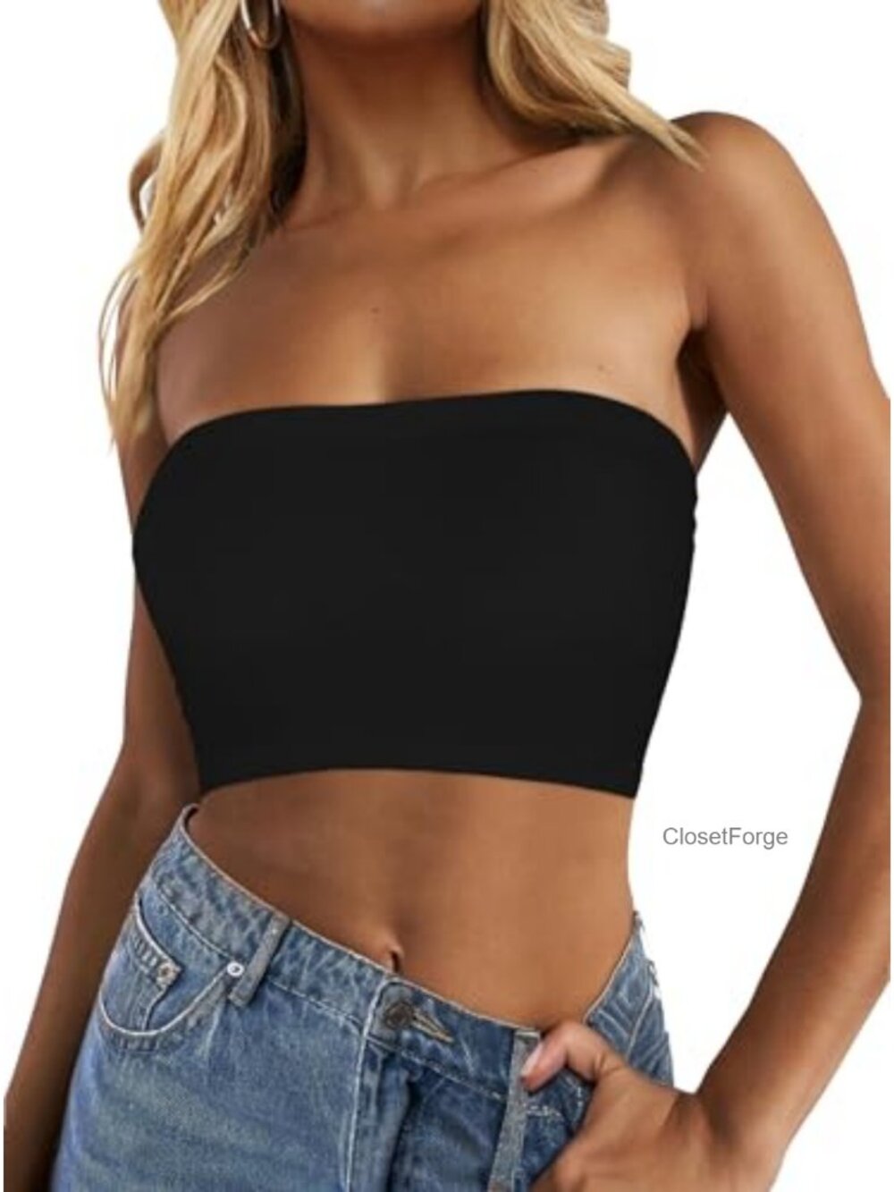 Women's Strapless Tube Top Sleeveless Crop Top Summer Basic Bandeau